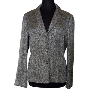 Peter Nygard Silver Gray Metallic Lined Jacket Polyester Blend Women's Size L